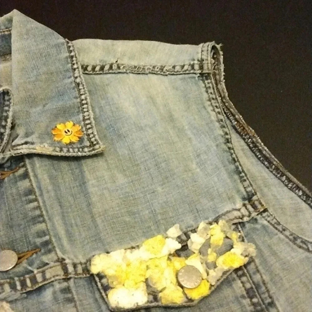 Armani Exchange UPCYCLED Distressed Washed Denim Vest-Jean vest-Unique-Patched - Picture 16 of 16